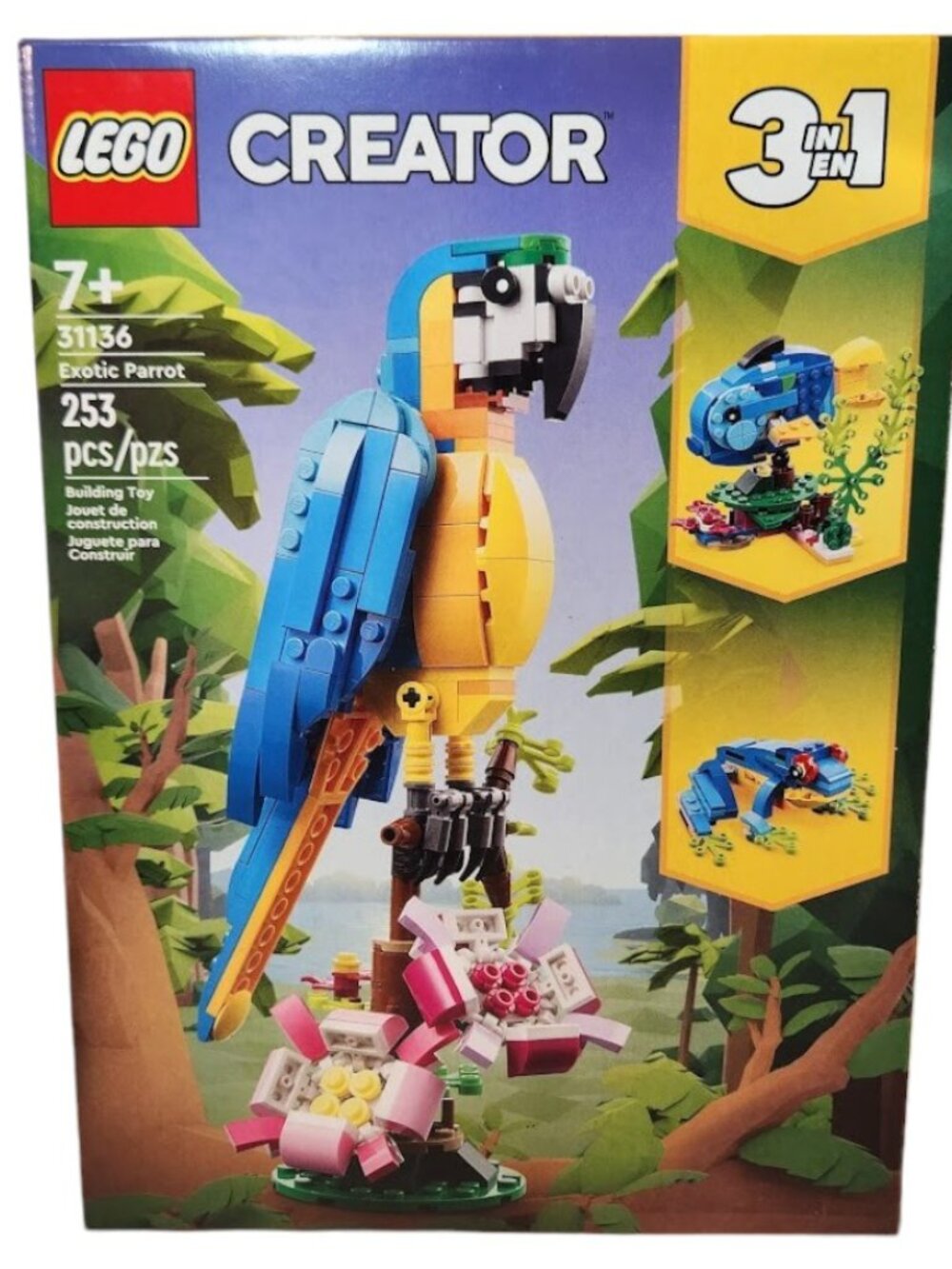 Lego Creator 3in1 Exotic Parrot Macaw Fish Frog Lego Set 253 Pieces CHRISTMAS Ma